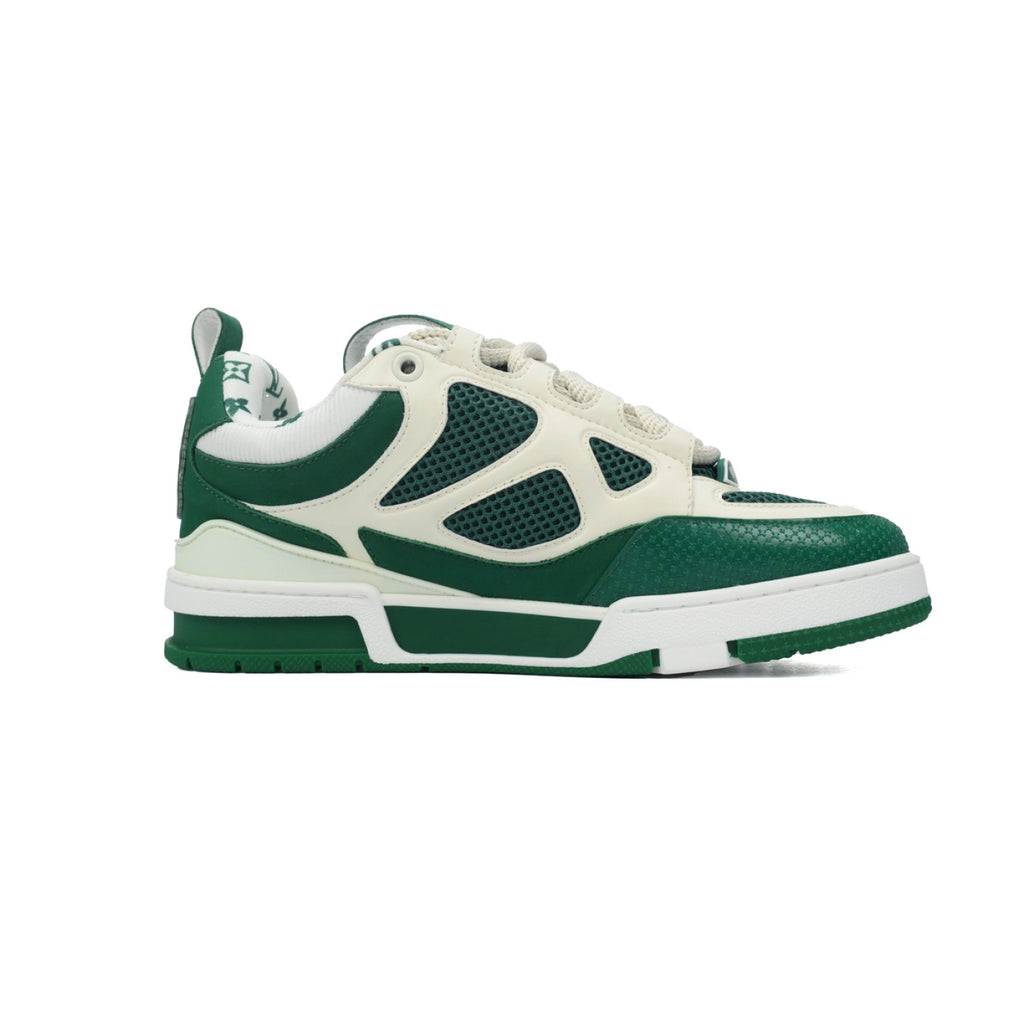 Louis Vuitton Leather lace up Fashionable Board Shoes White Green