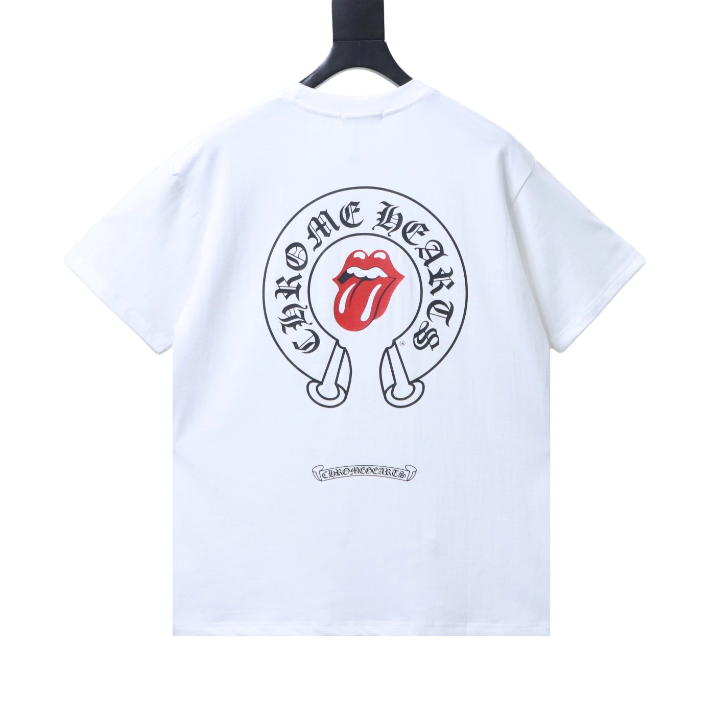 Chrome Hearts  Rolling Stones Horseshoe Red Tongue Print Short-Sleeve T-Shirt white