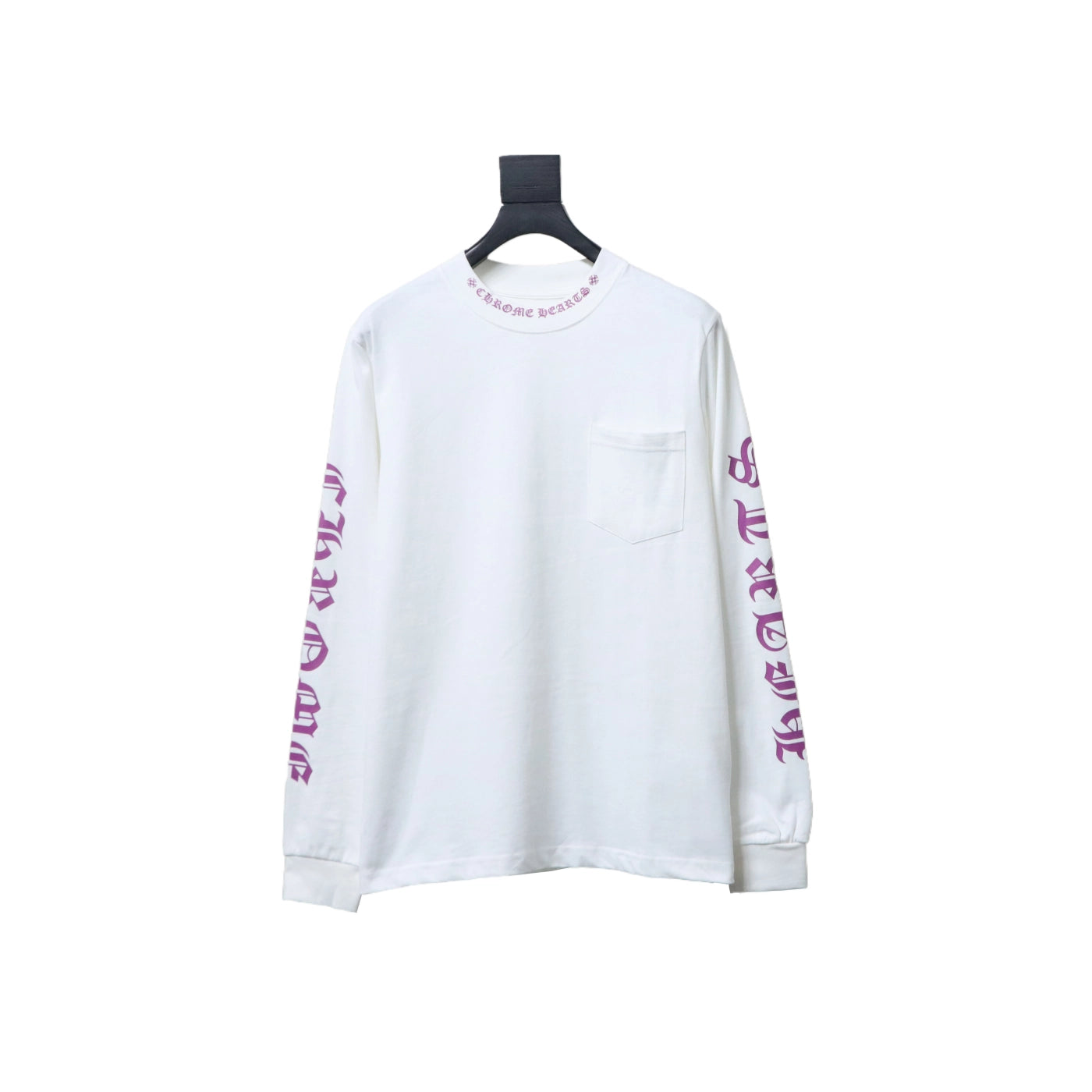 Chrome Hearts Purple Neck Logo Long Sleeve T-Shirt Whit