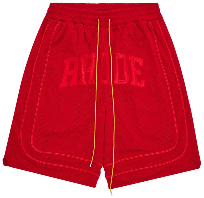 Rhude Baggy Mesh Collegiate Logo Shorts 'Red'