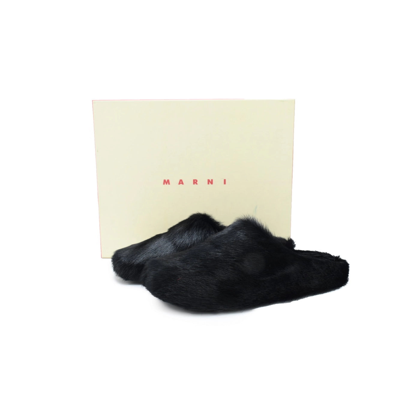 Marni Long-hair Calfskin Fussbett Sabot Black