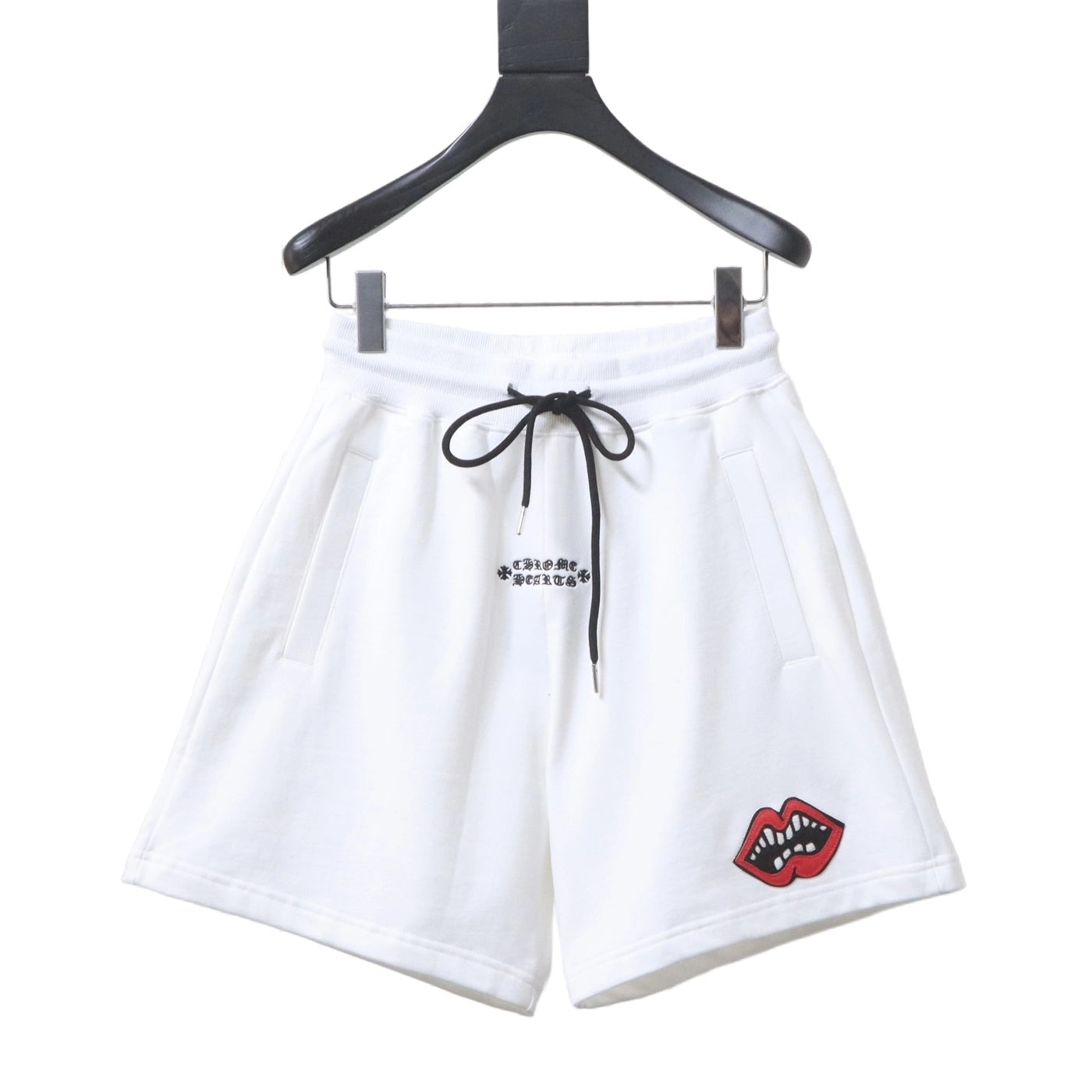 Chrome Hearts  Red Tongue Patch Embroidered Shorts white