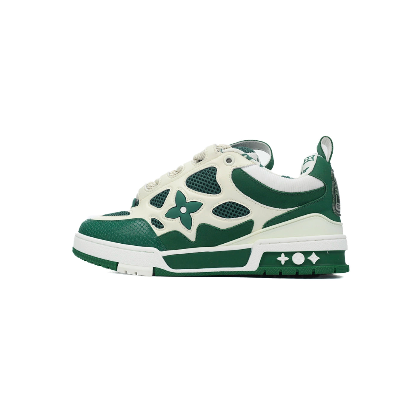Louis Vuitton Leather lace up Fashionable Board Shoes White Green