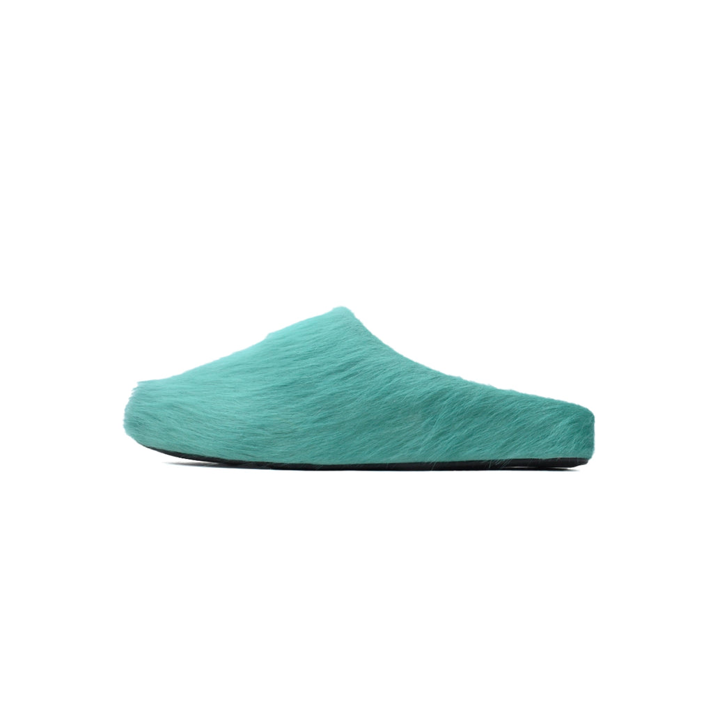Marni Long-hair Calfskin Fussbett Sabot Dark Green