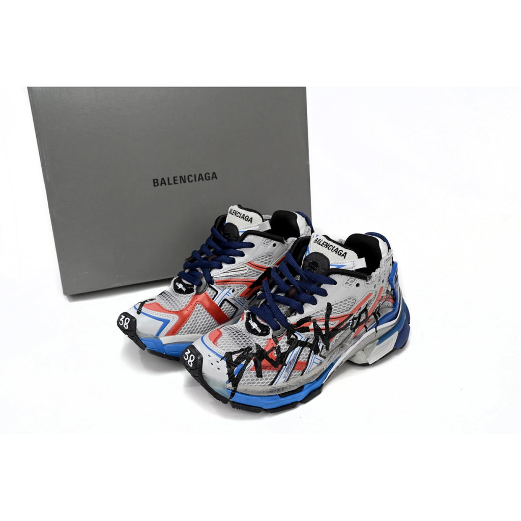 Balenciaga Runner White And Blue Printing