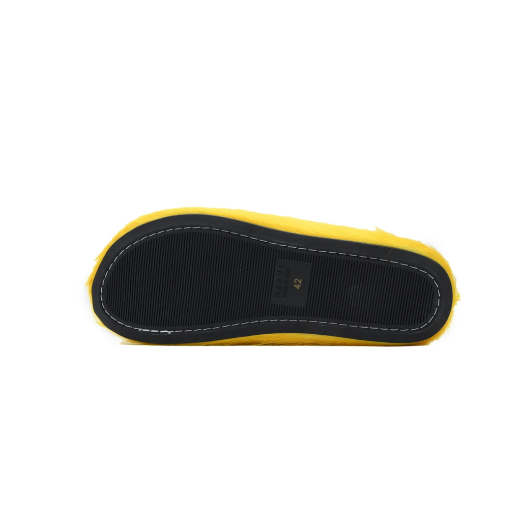 Marni Long-hair Calfskin Fussbett Sabot Yellow