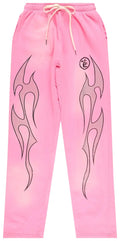 Hellstar Flame Sweatpants 'Pink/Silver'