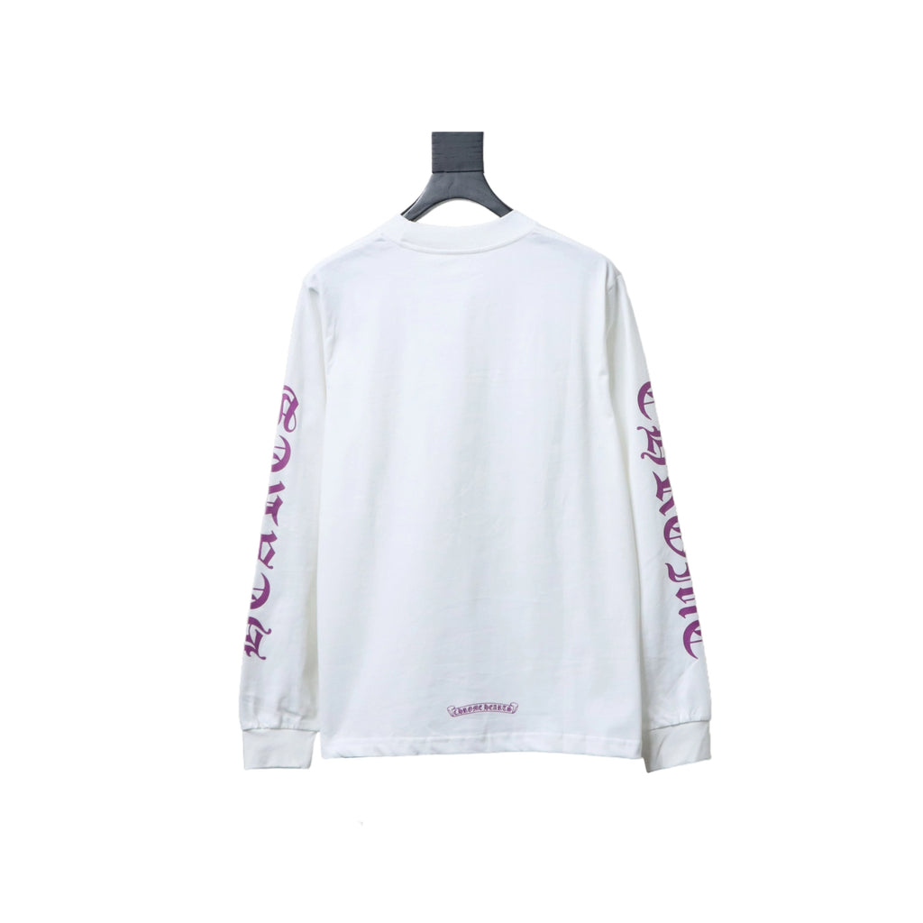 Chrome Hearts Purple Neck Logo Long Sleeve T-Shirt Whit