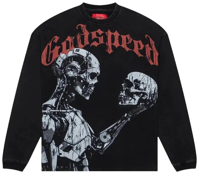 Godspeed Mankind Vs AI Long-Sleeve T-Shirt 'Black Wash'