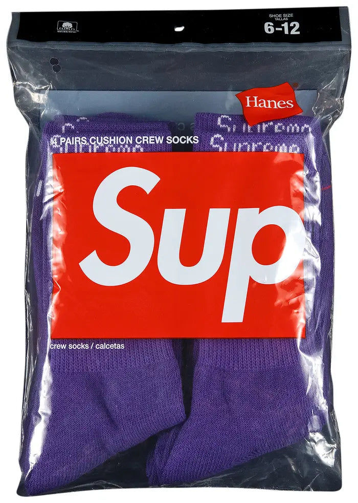 Supreme x Hanes Crew Socks (4 Pack) 'Purple'