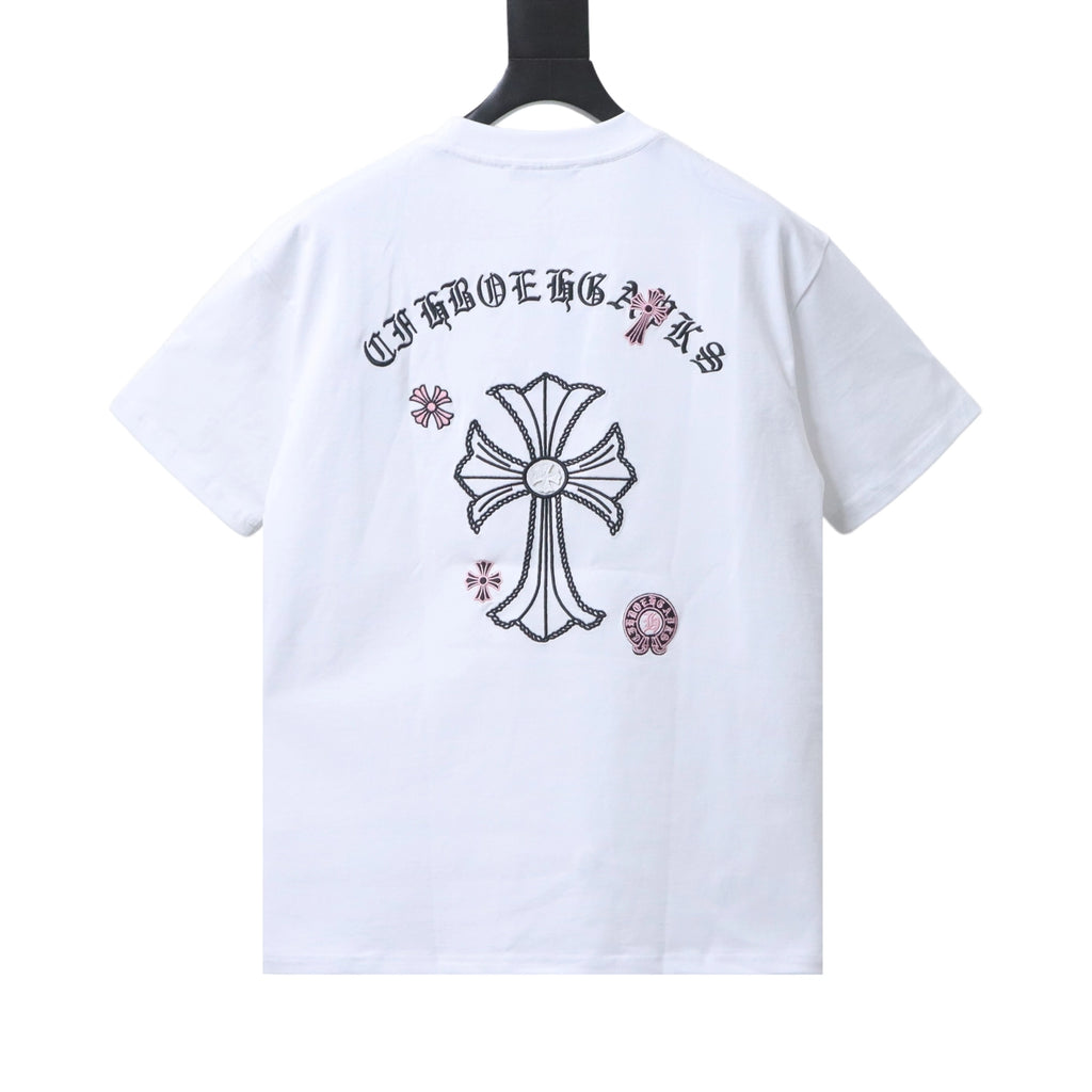 Chrome Hearts Sanskrit Cross Embroidered Short-Sleeve T-Shirt white