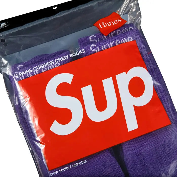 Supreme x Hanes Crew Socks (4 Pack) 'Purple'