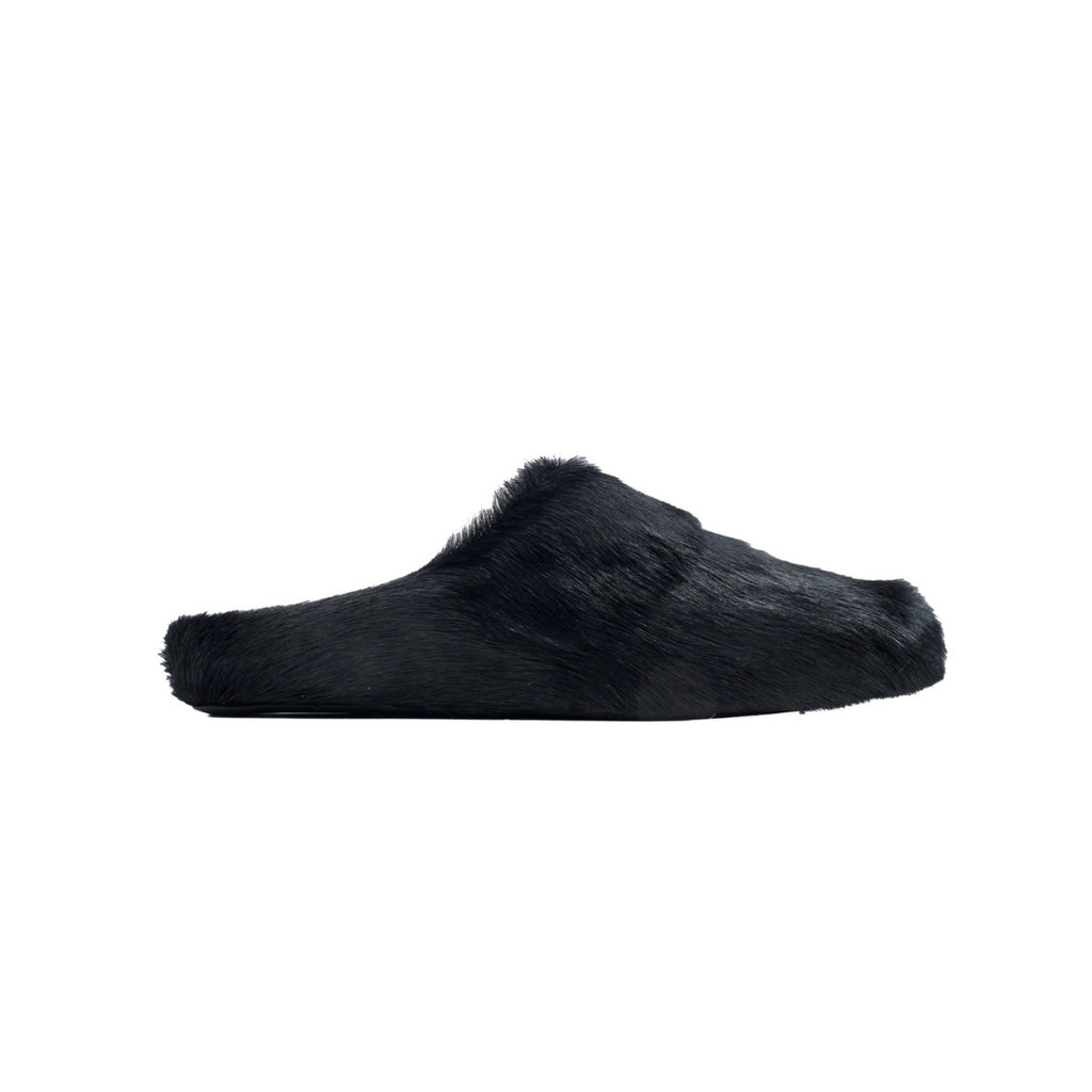 Marni Long-hair Calfskin Fussbett Sabot Black