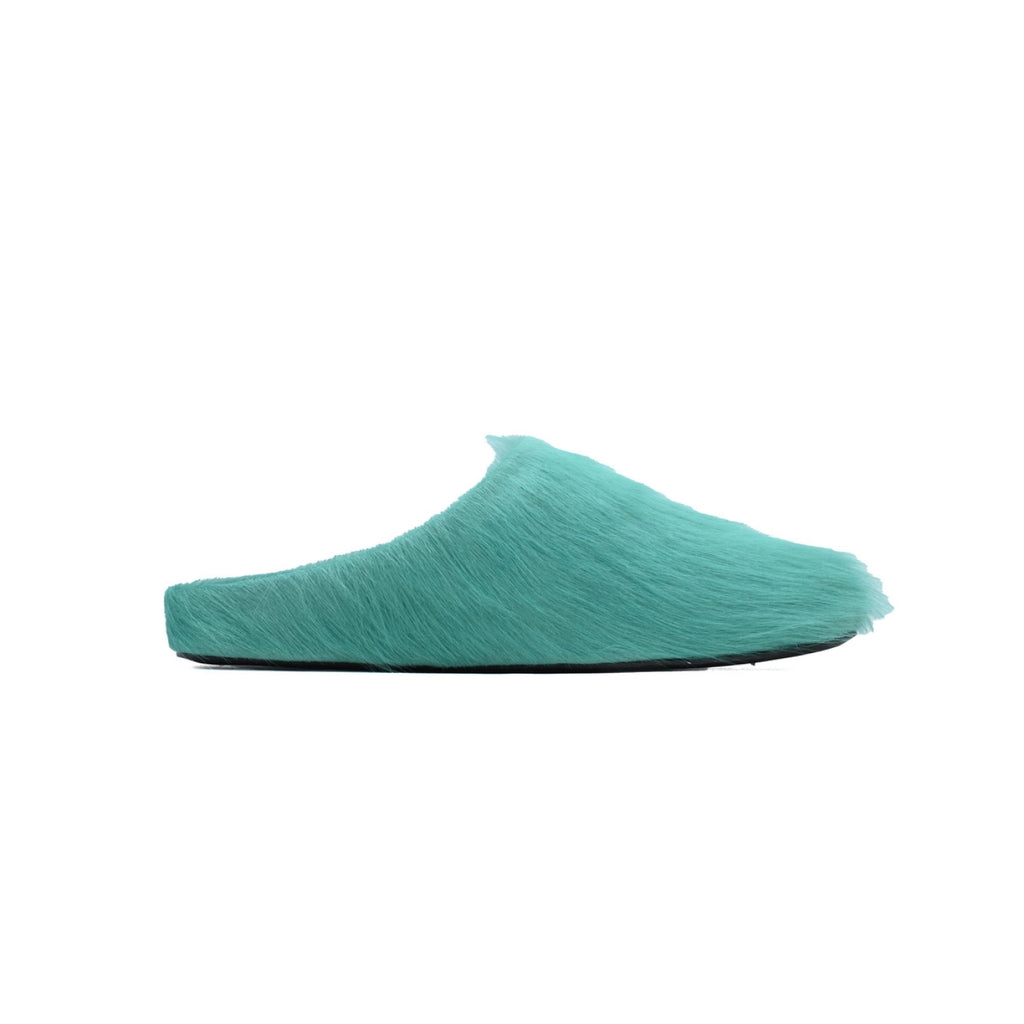 Marni Long-hair Calfskin Fussbett Sabot Dark Green