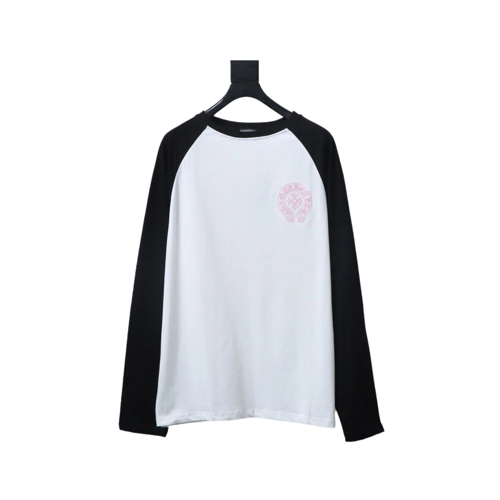 Chrome Hearts Black and White Patchwork Pink Embroidered Horse Hooves t-shirt