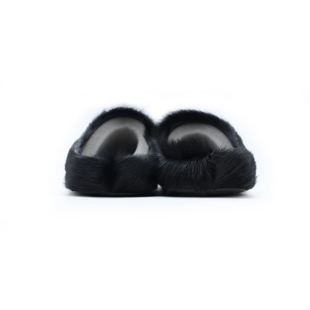 Marni Long-hair Calfskin Fussbett Sabot Black