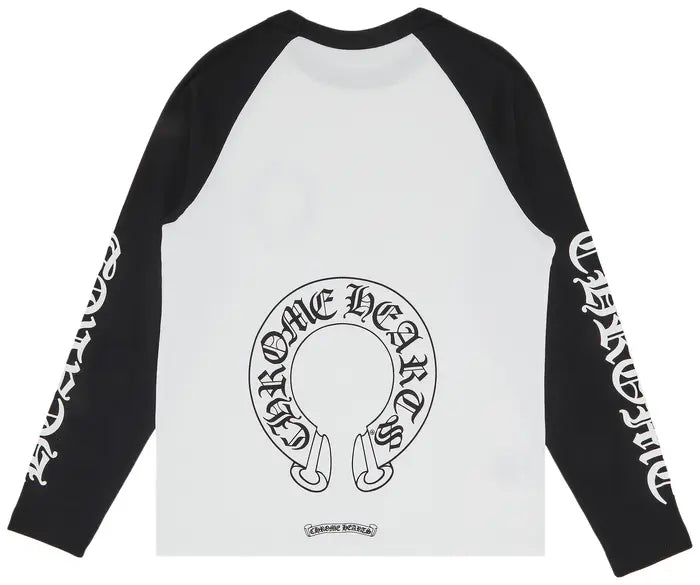 Chrome Hearts Horseshoe Neck Logo 3/4 Shirt 'Black/White'