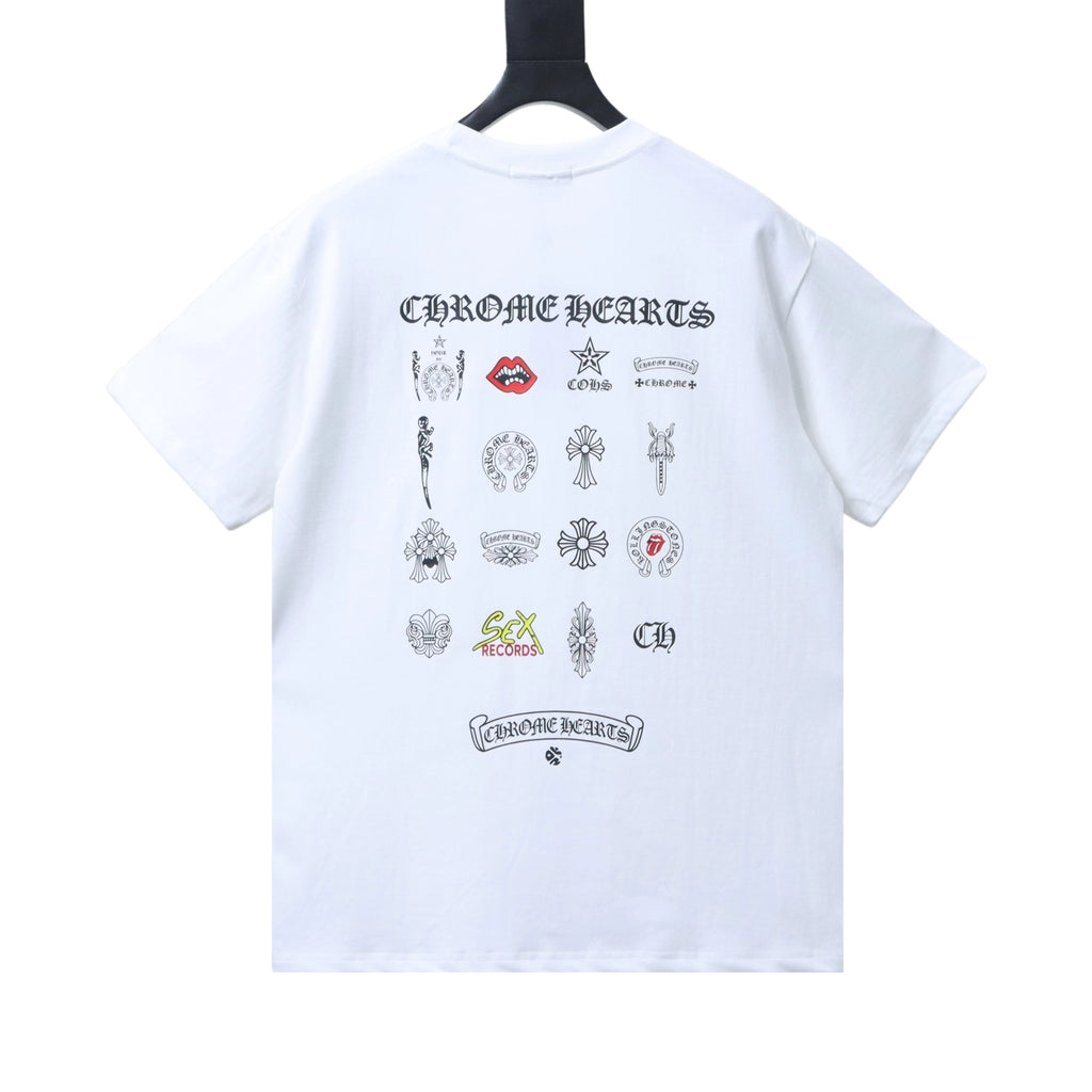 Chrome Hearts Multi-Element Collage Print Short-Sleeve T-Shirt white