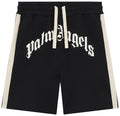 Palm Angels Curved Logo Track Sweatshorts 'Black/Off White'