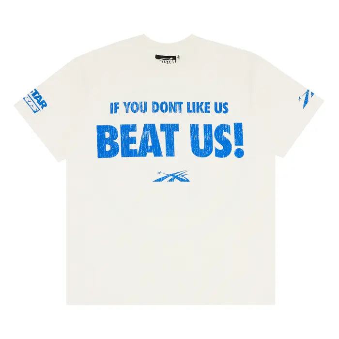 Hellstar Beat Us! T-Shirt 'White/Blue'