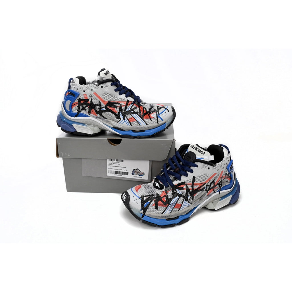 Balenciaga Runner White And Blue Printing