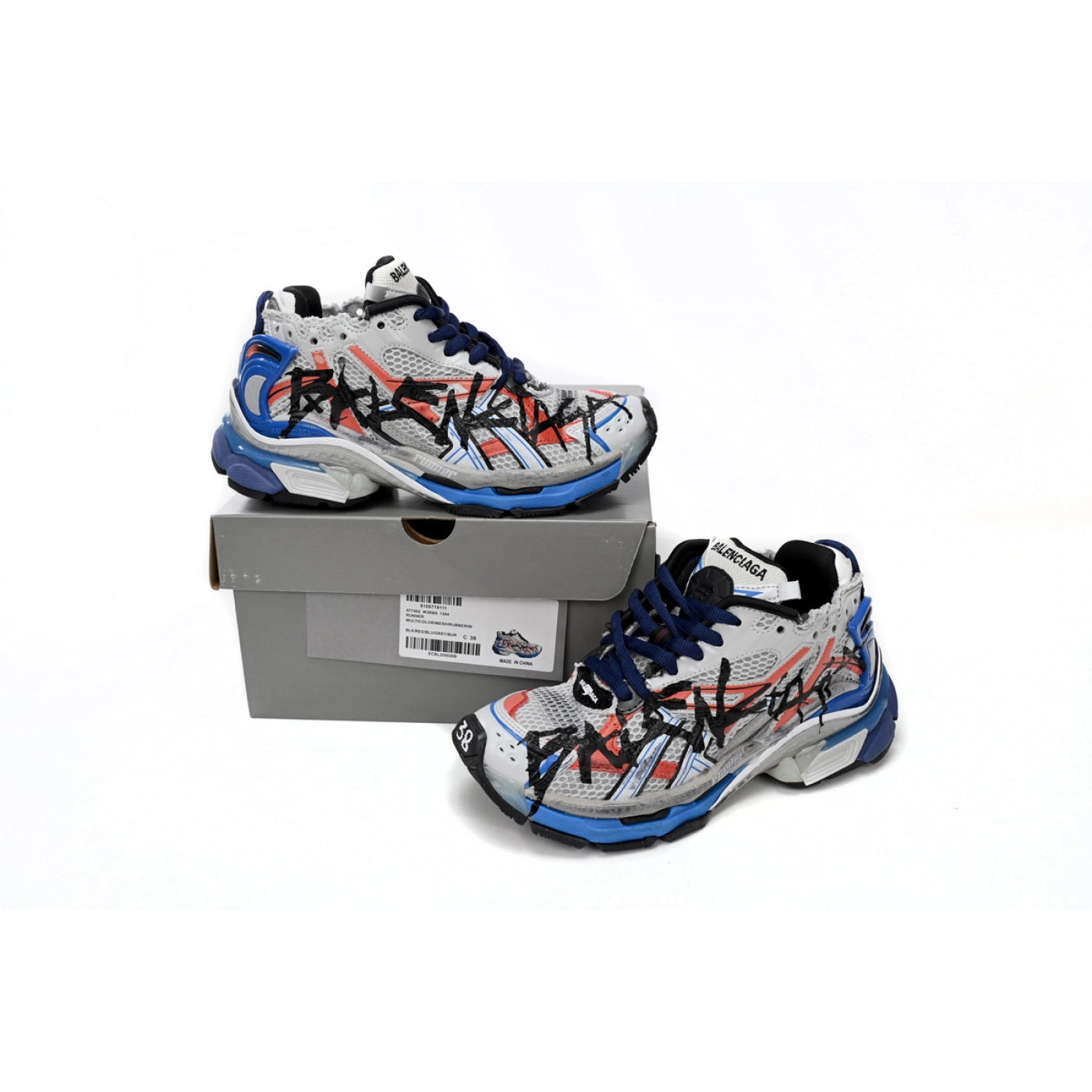 Balenciaga Runner White And Blue Printing