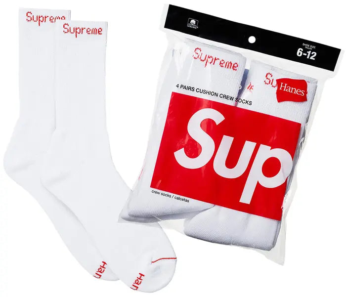 Supreme Crew Socks (4 Pack) 'White'