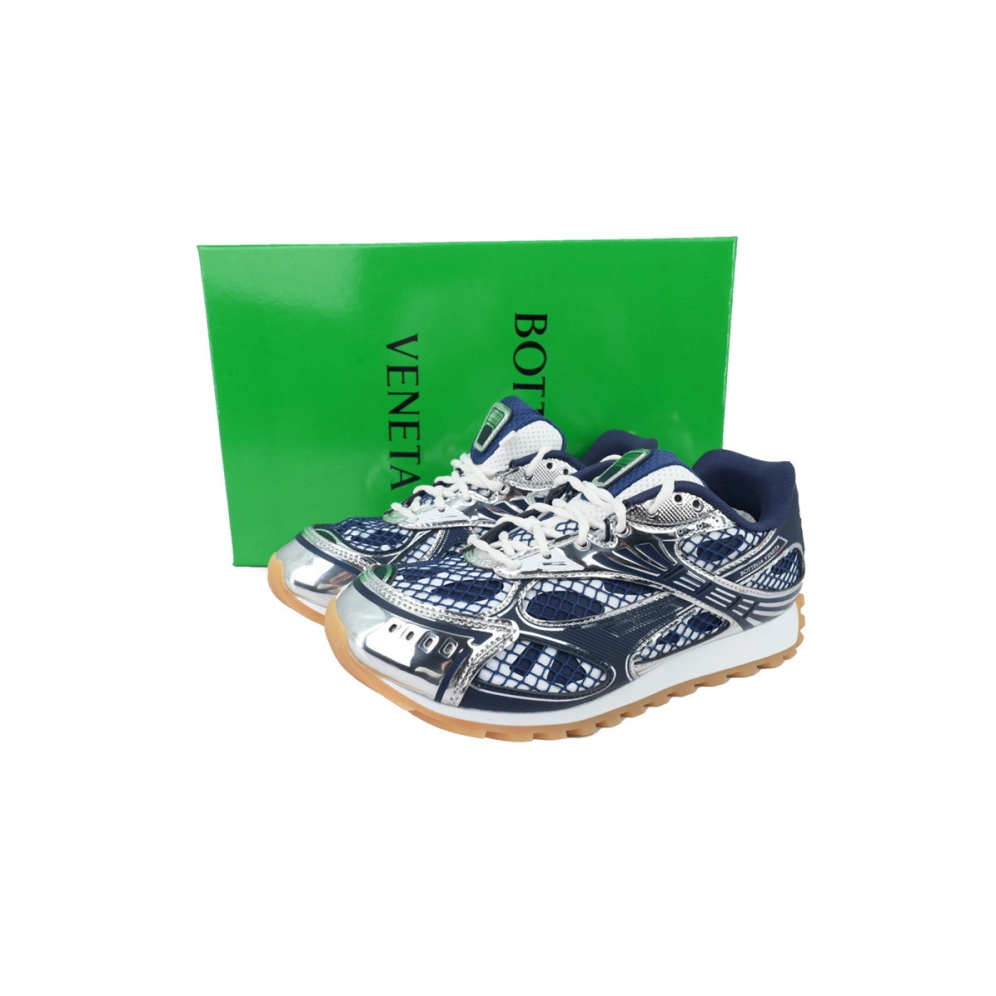 Bottega Veneta Orbit Deep Blue Silver shoes