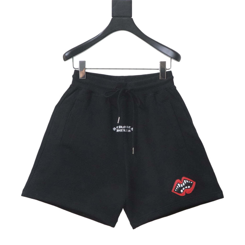Chrome Hearts Red Tongue Patch Embroidered Shorts black