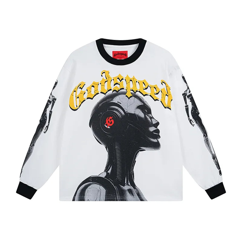 Godspeed Robot Skulls Long Sleeve T-shirt white
