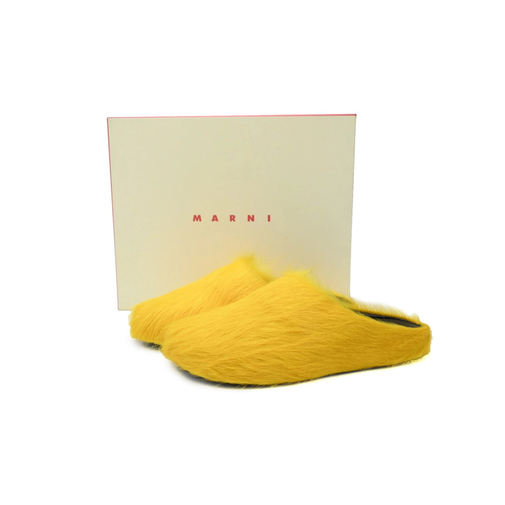 Marni Long-hair Calfskin Fussbett Sabot Yellow