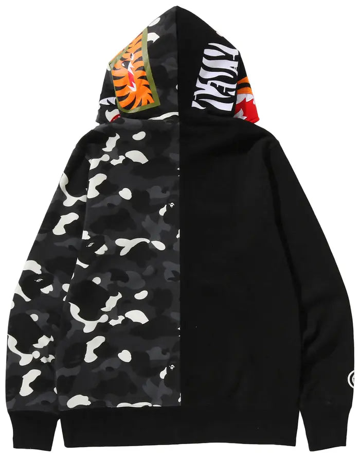 BAPE City Camo Tiger Shark Full Zip Hoodie 'Black'