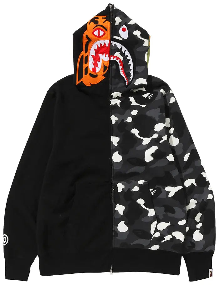 BAPE City Camo Tiger Shark Full Zip Hoodie 'Black'