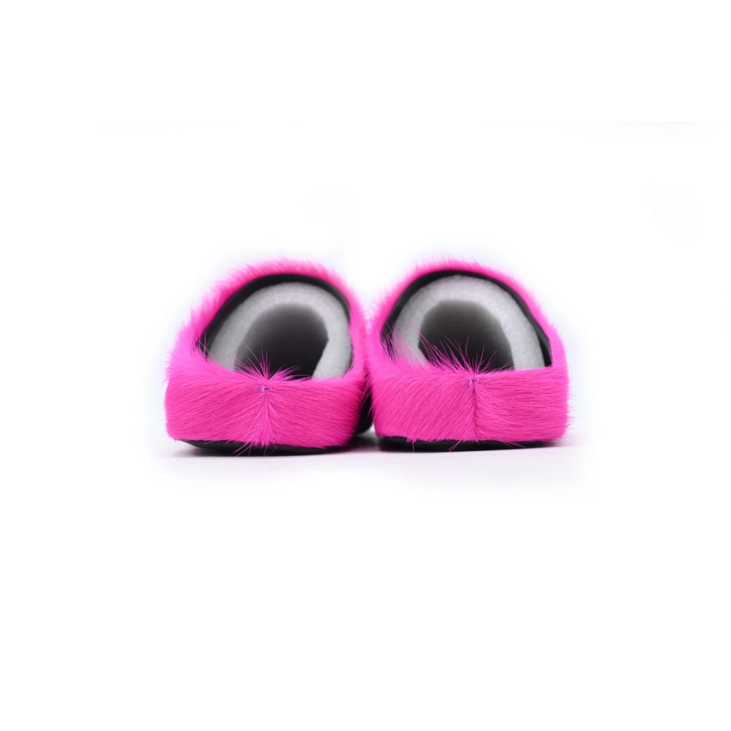 Marni Long-hair Calfskin Fussbett Sabot Rose Red