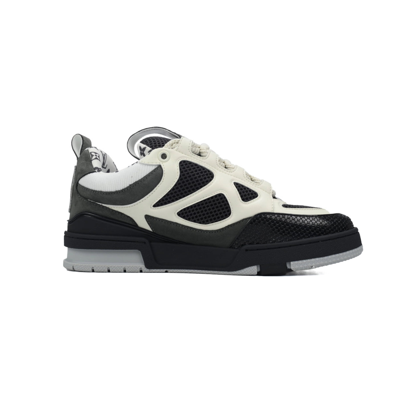 Louis Vuitton Leather lace up Fashionable Board Shoes Black Gray