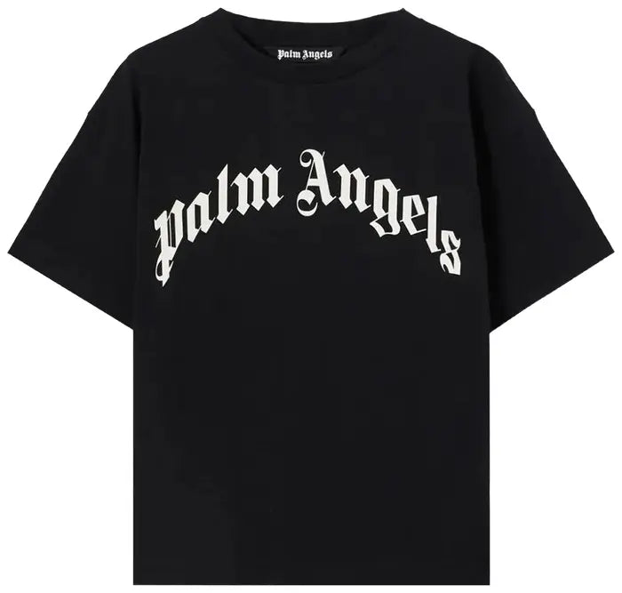 Palm Angels Curved Logo Regular Tee 'Black/Off White'