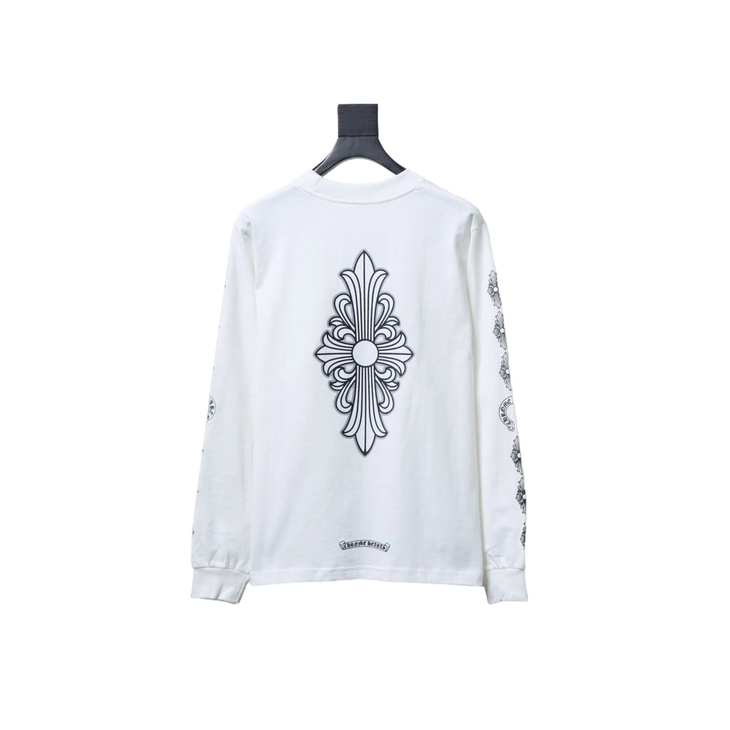 Chrome Hearts Fleur Cross Long Sleeve T-Shirt White